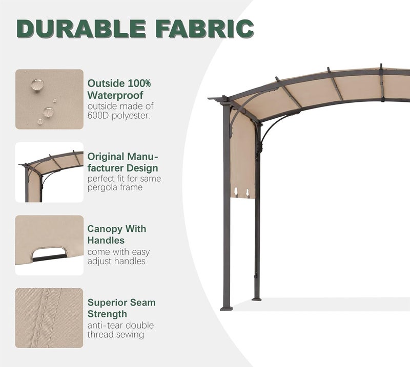 SCOMANAGE 85''x 208'' Universal Doubleton Steel Pergola Replacement Cover for Pergola L-PG080PST, (Light Beige) - Image 4